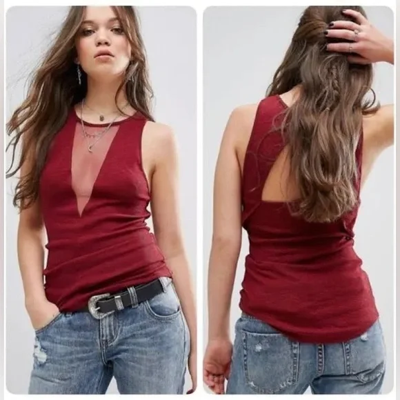 Free People Friday Tank in Wine - Picture 3 of 8